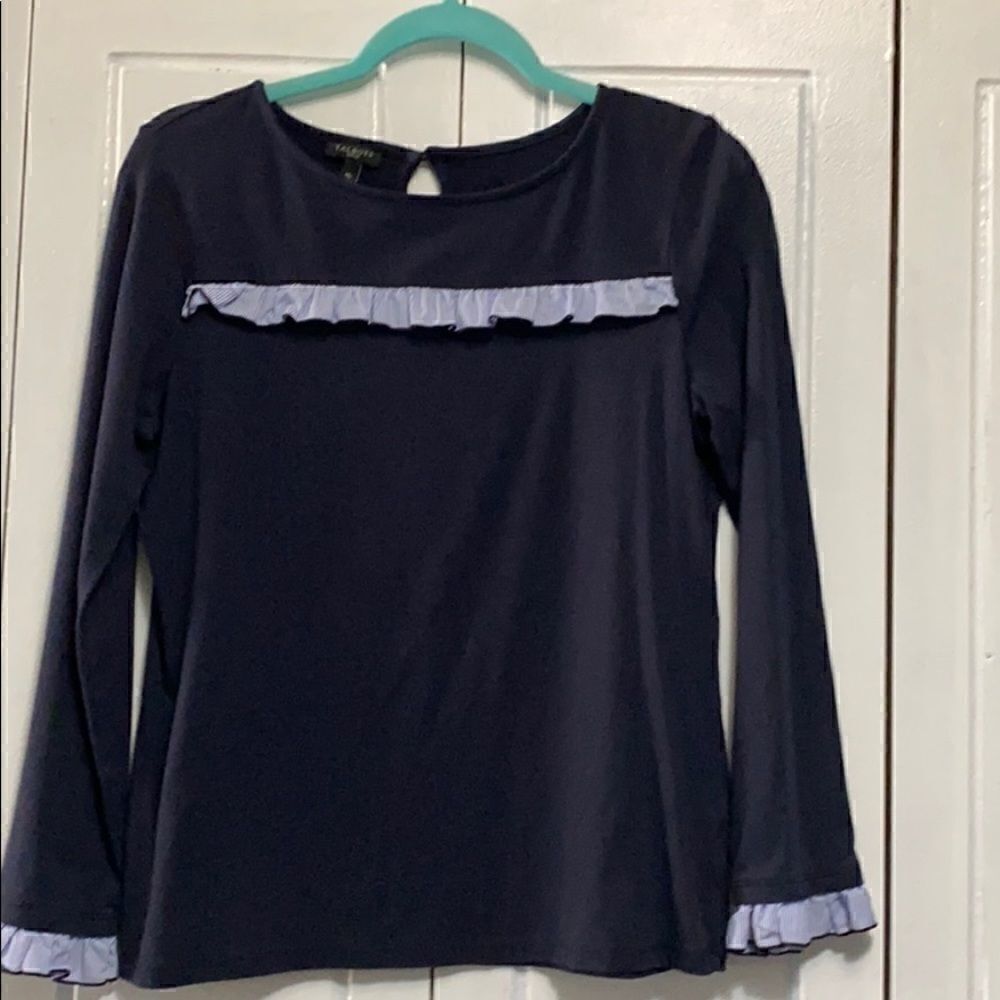 Talbot’s petites sweater navy ruffled top size Mp